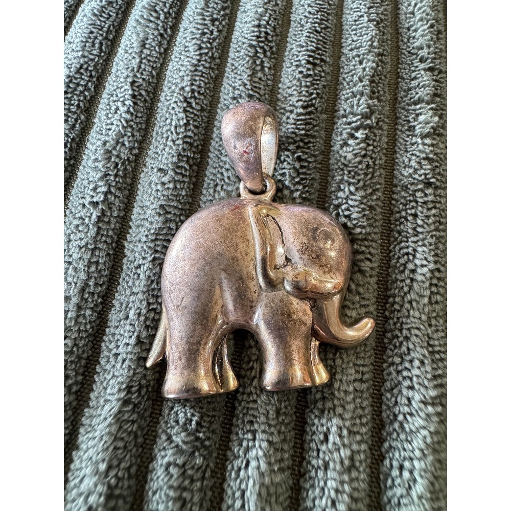 Vintage Silver Tone Elephant Pendant‎ Charm N25I Stamped For Necklace Jewelry